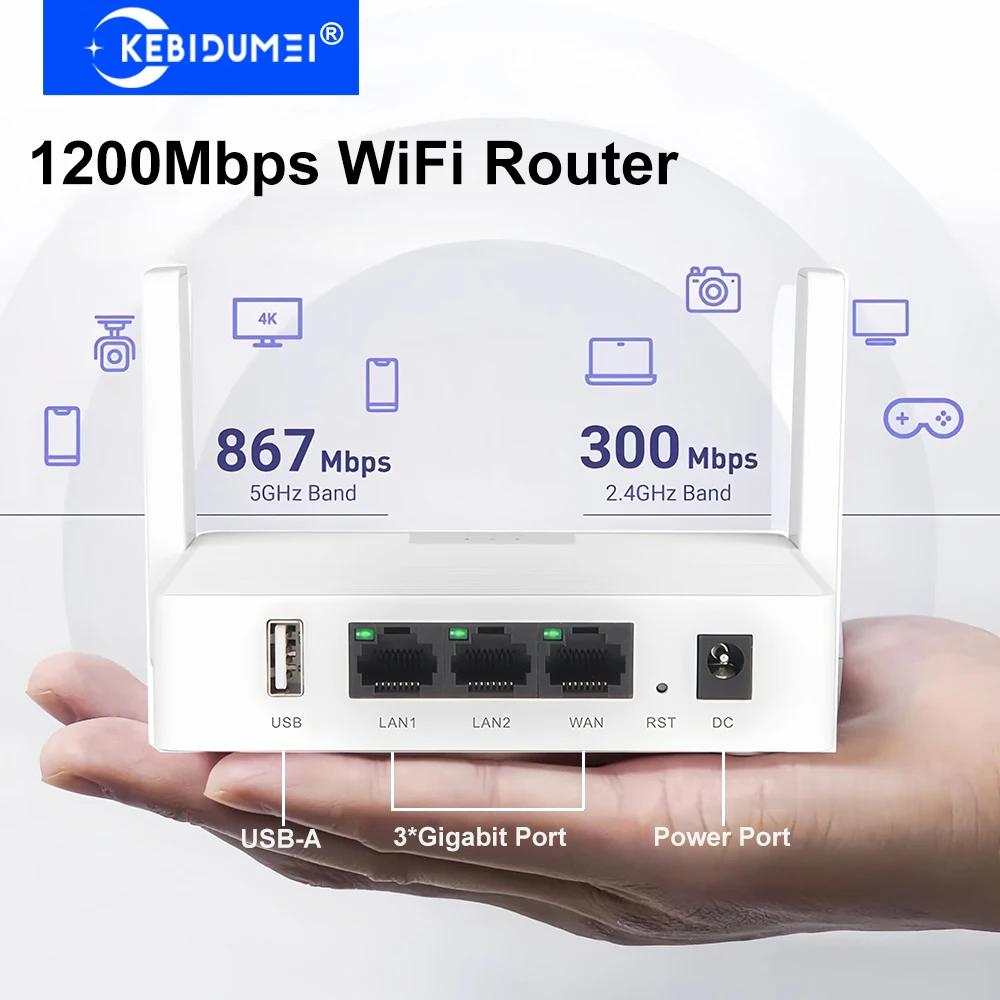 

1200Mbps WiFi Router Dual Band 2.4G 5GHz WiFi Repeater Wireless Range Signal Booster Extender 2 Antenna WiFi Amplifier for Home