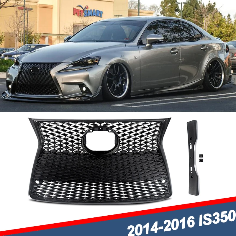 SAIQINGSP Fit for Lexus IS250 IS350 F Sport 2014-2016 Front Bumper Upper Lower Grille Gloss Black Car Accessories Tools