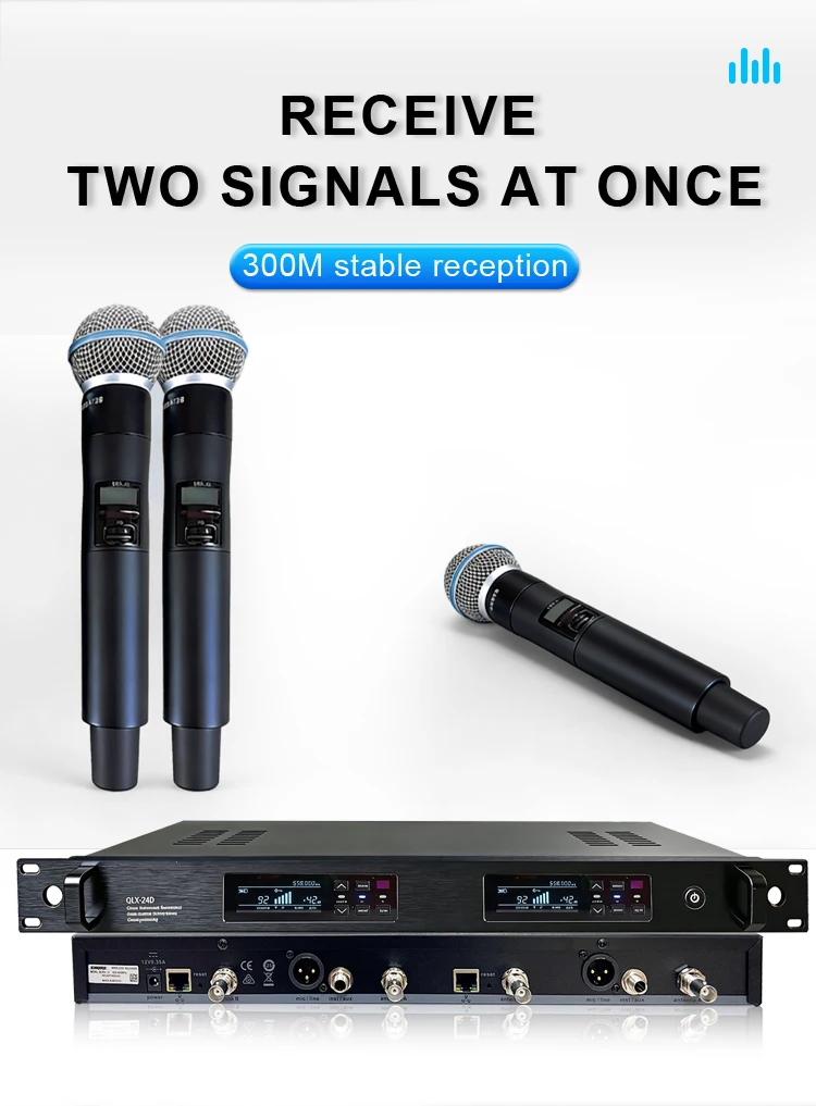 Paulkitson QLX-24D Drahtloses Mikrofonsystem Professionelles True-Diversity-Handmikrofon für Hochzeiten, Partys, Kirchen, Bühnen und KTV – Detail 7