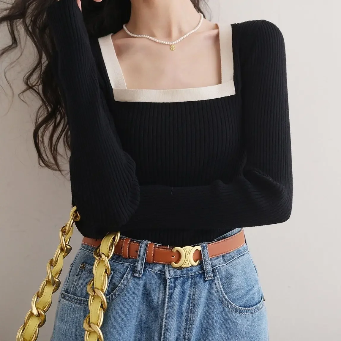 Ladies Pullovers Vintage Aesthetic Black New Knitwear Women's Knit Sweater Thermal Clothes Warm Sale All Cheap Korean Style Fall