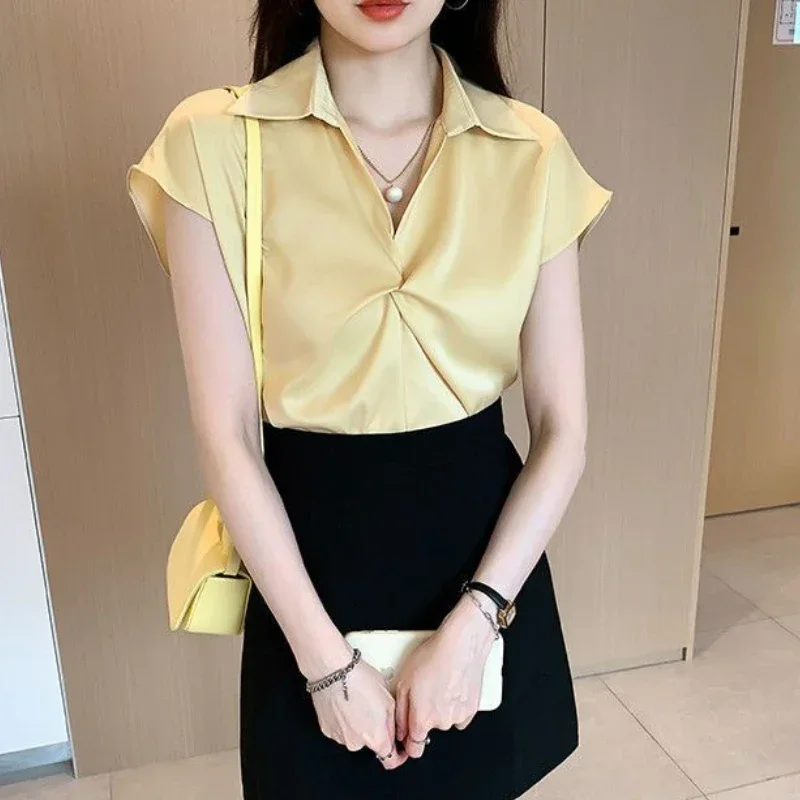 Blouses Women Temperament Mature Summer New Criss-cross Charming Simple Comfort Casual Popular Loose Korean Style Female Tops