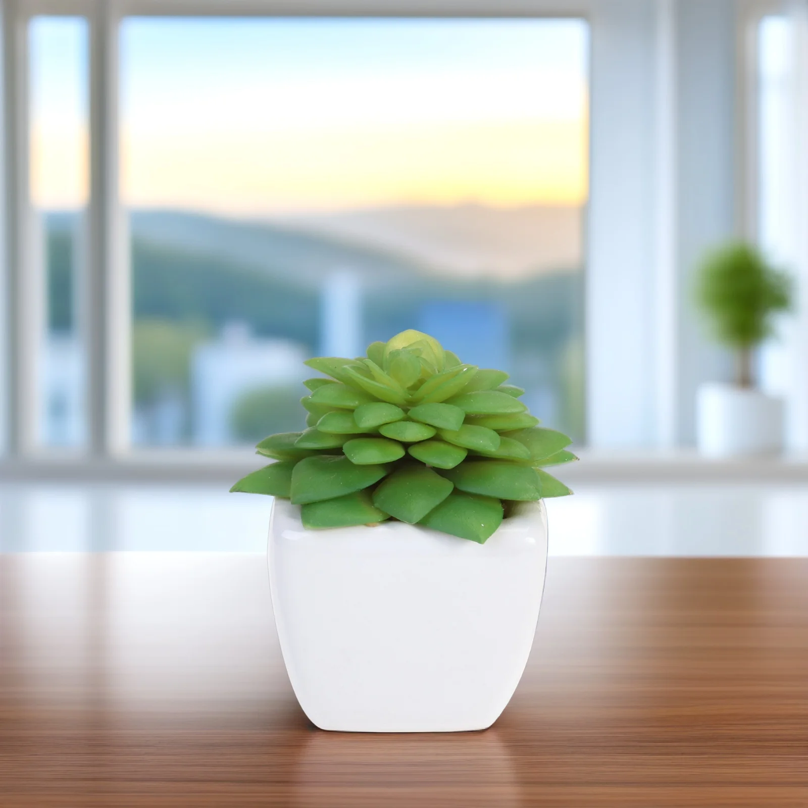 

Cube Realistic Green Artificial Succulent Plants Mini Fake Flower Pot Indoor Outdoor Balcony Office Decoration Alocasia