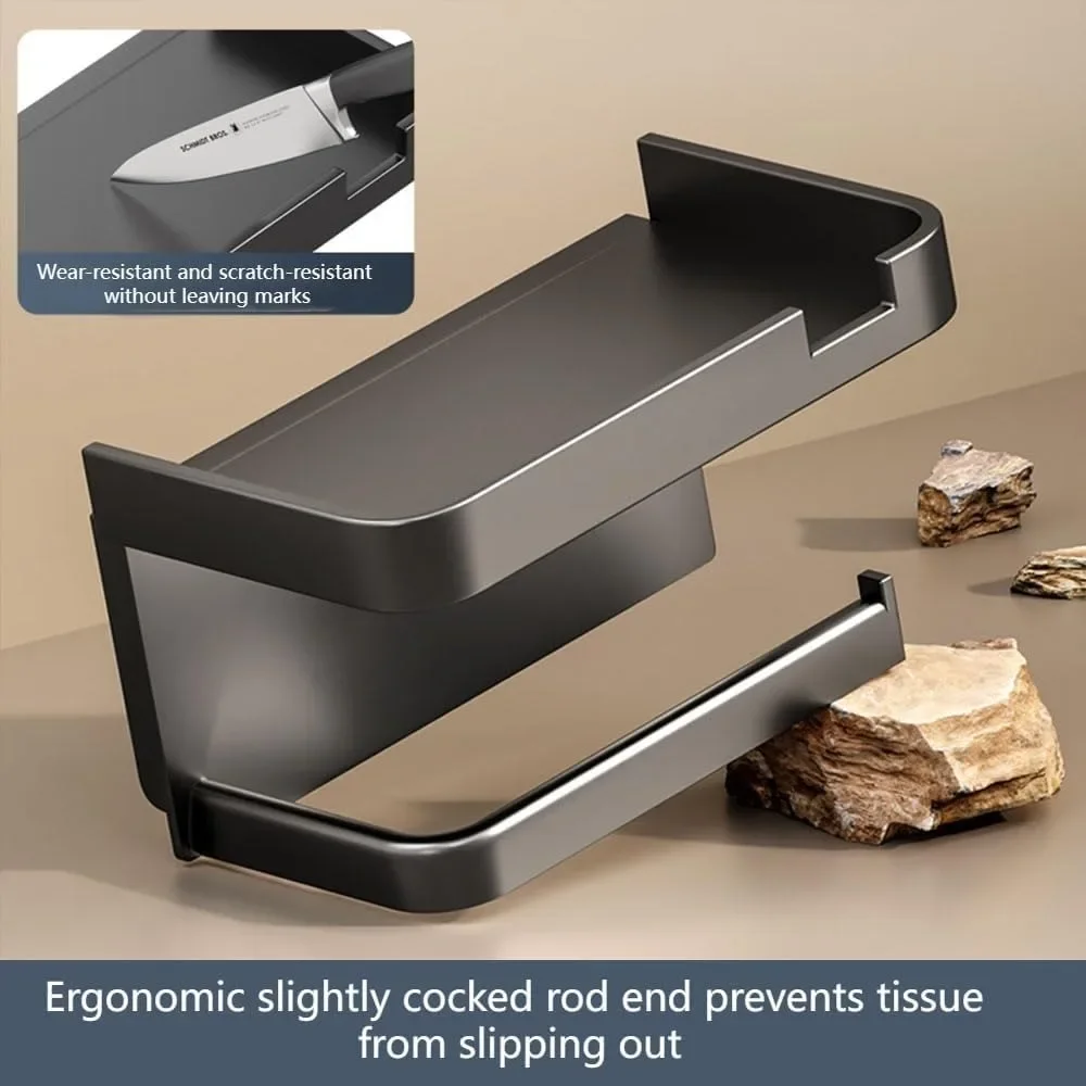 Black and White Gray Storage Rack Kitchen Towel Toilet Paper Rack Plastic Bathroom Wall Roll Paper Mobile Phone Storage Rack