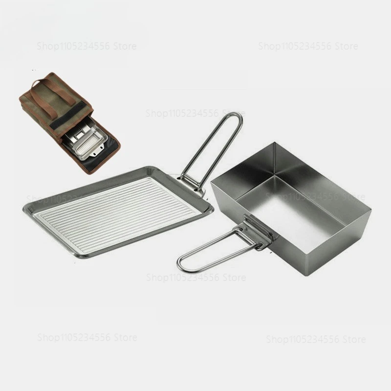 

Stainless Steel Skillet Detachable Handle for Camping Home Thick Base