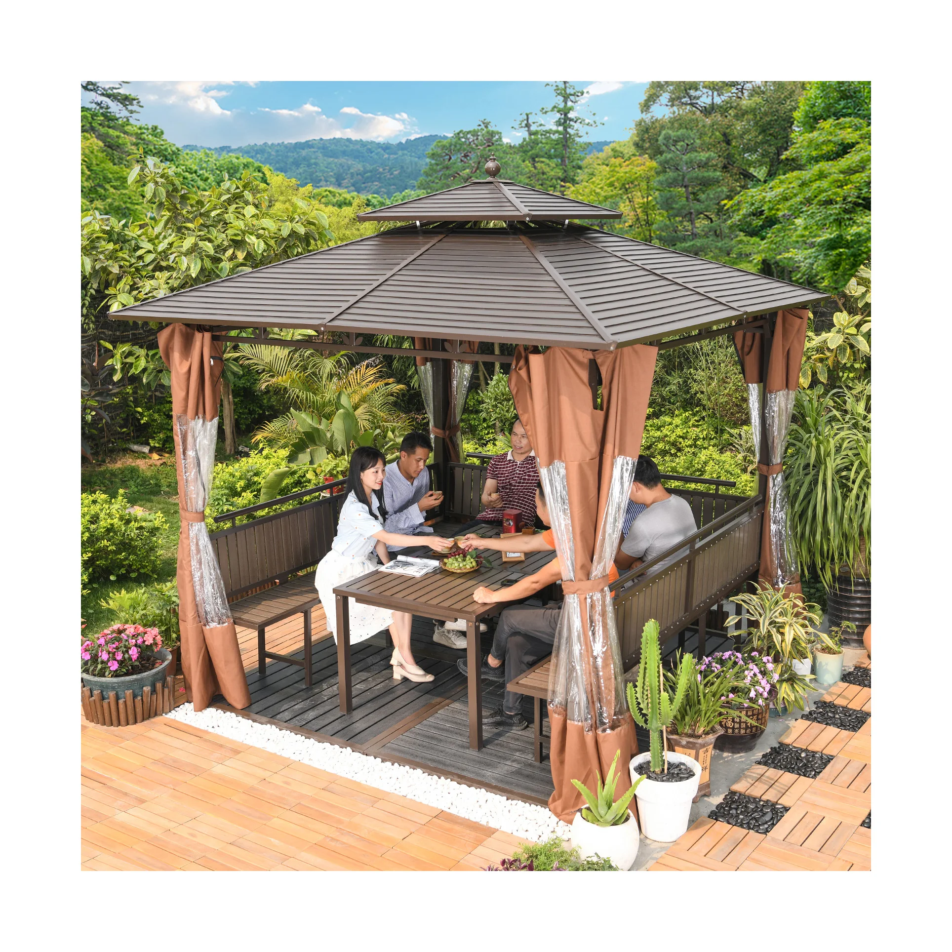 Gazebo de jardin en acier galv - Outdoor Furniture Cost avis et prix