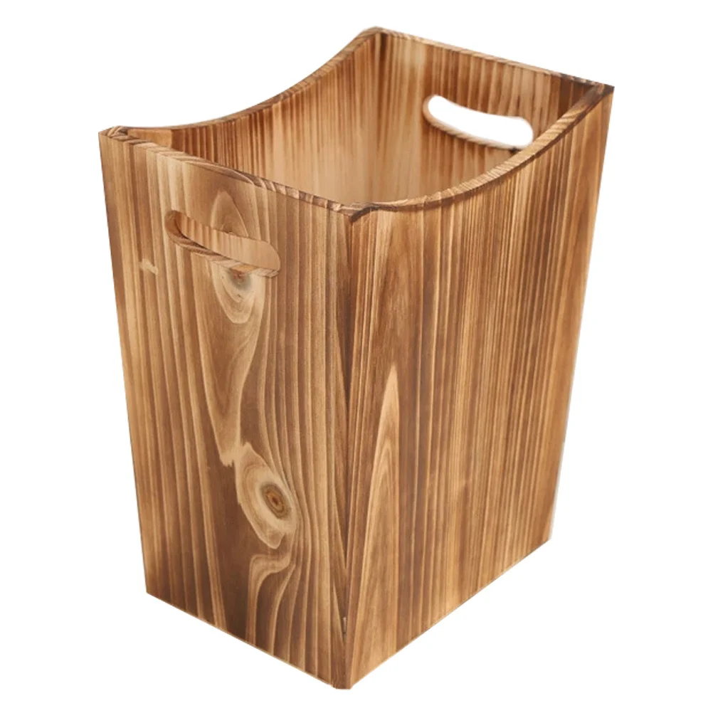 

Wooden Trash Can Nordic Style Minimalist Design Rectangular Rustic Laundry Bin for Office Bedroom Bathroom Farmhouse Decor