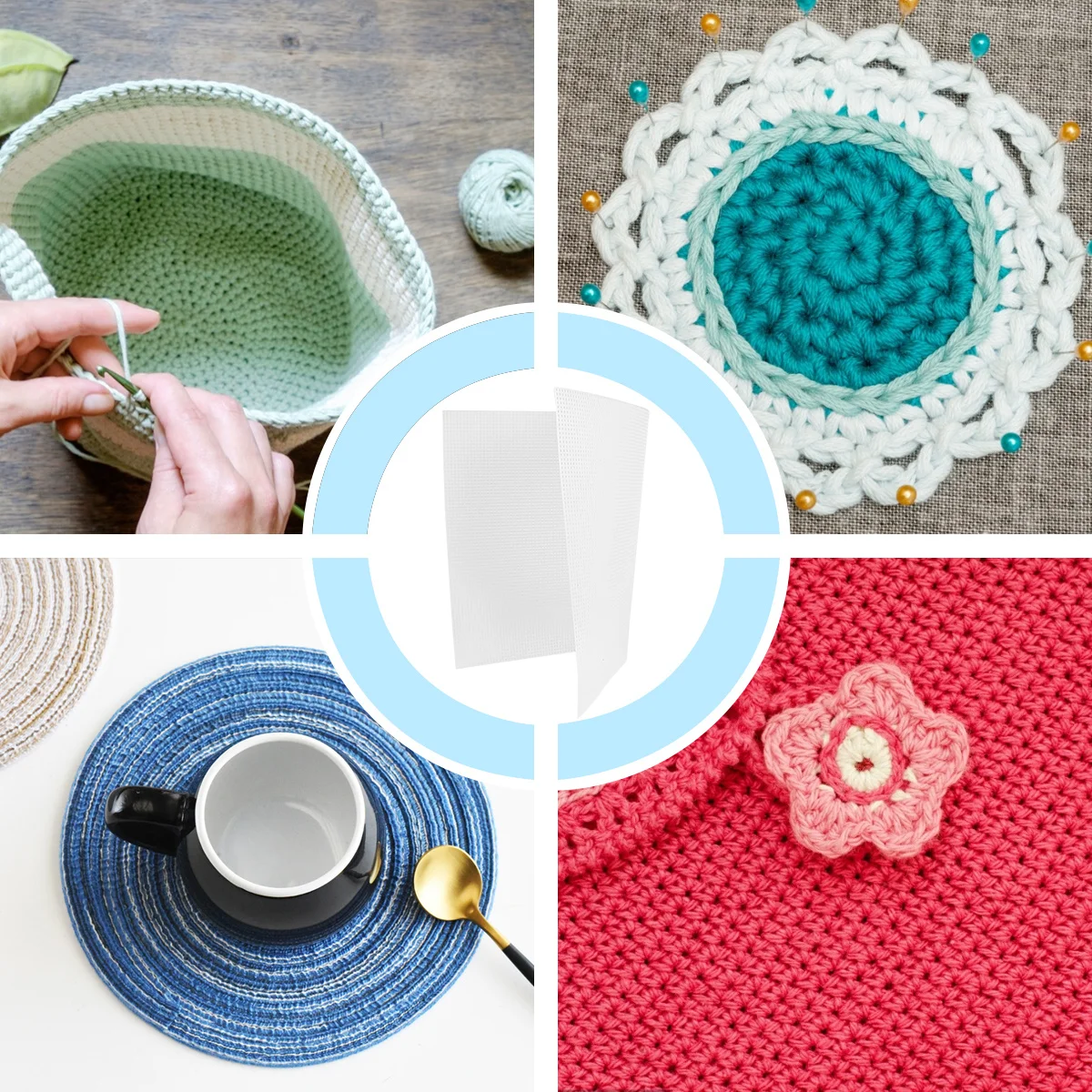 Hojas de lona de plástico, malla blanca duradera para bricolaje, punto de cruz, bordado, hilo, artesanía, posavasos, accesorios de costura, 3 uds.