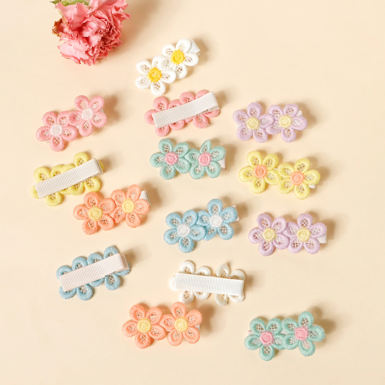 14pcs Embroidery Little Daisy Ponytail Decor Hairpin For Girl Baby Bang Decor Mini Hair Accessory Kid Fresh Hair Clip Barrettes image 5