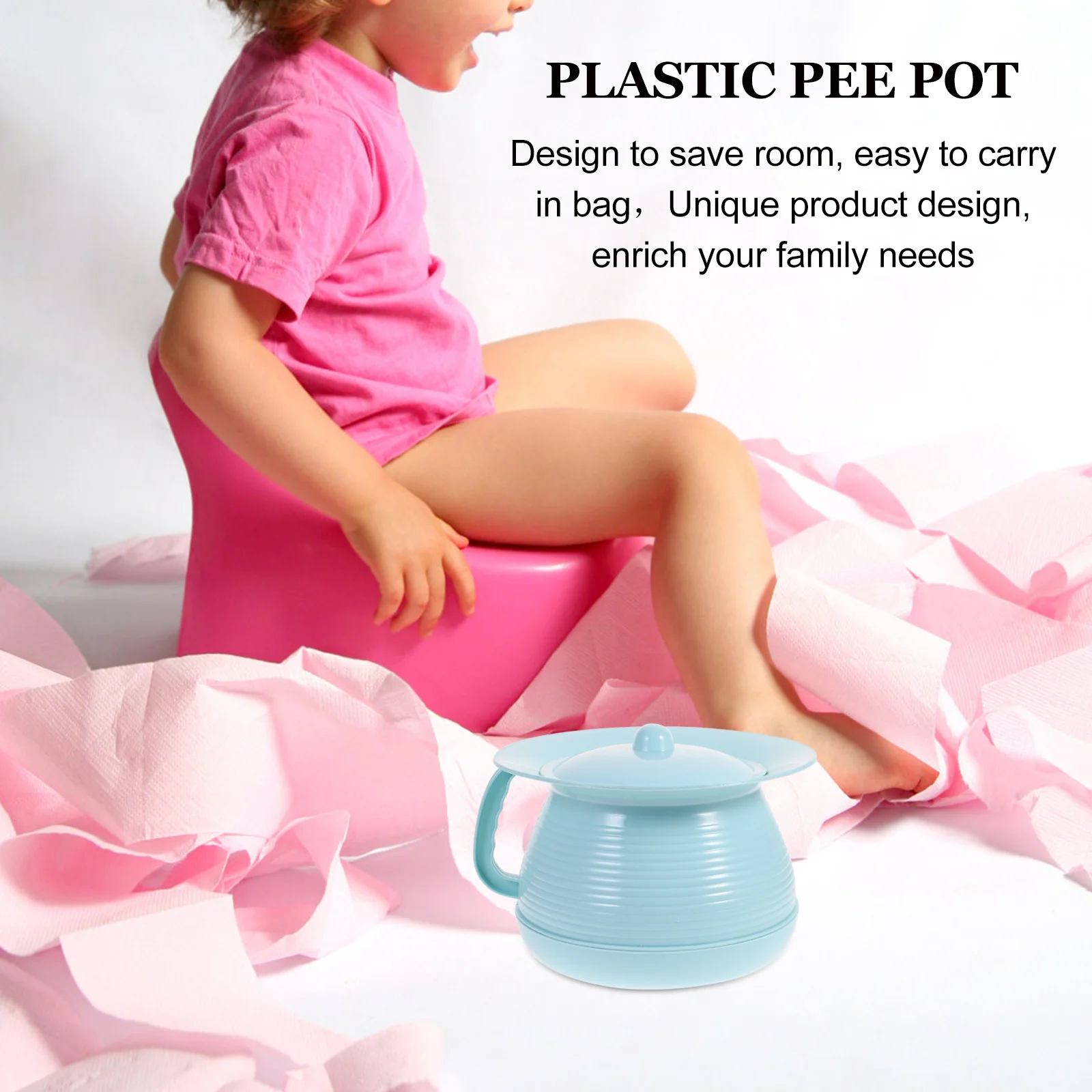 子供用トイレポータブルプラスチック小便器子供大人用大容量旅行キャンプ車使用ブルー尿バケツトイレトレーニング