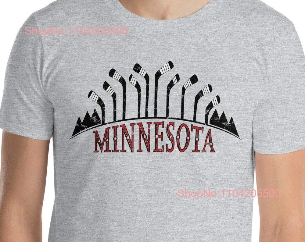 Minnesota Hockey Stick On Horizon T Shirt MN Apparel długi lub krótki rękaw