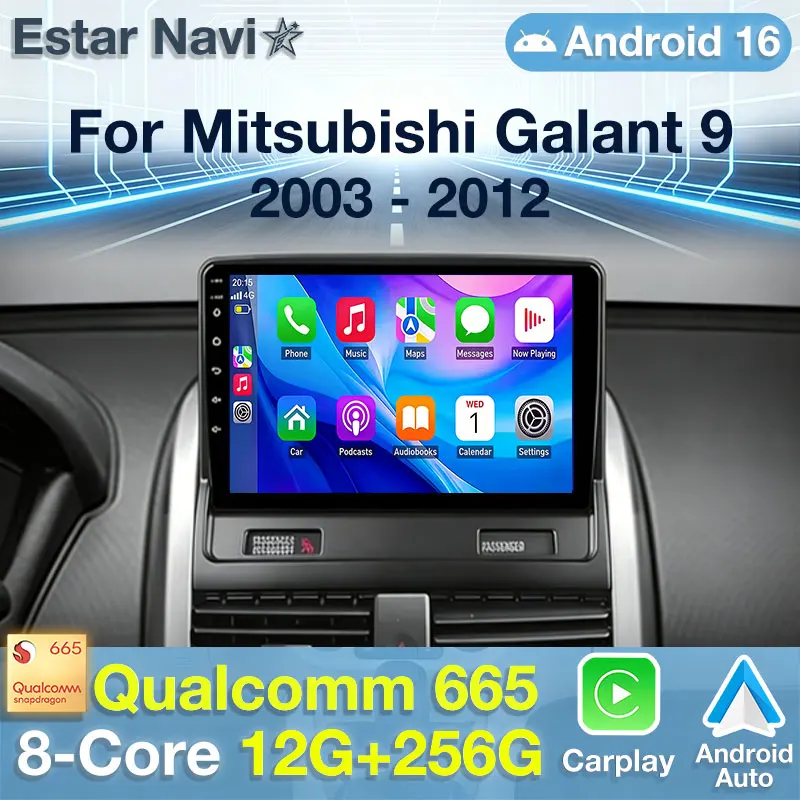 Radio para Auto con Android 16 para Mitsubishi Galant 9 2003-2012, Reproductor Multimedia GPS, Unidad Principal Navi, Estéreo, Carplay Inalámbrico, Video para Auto