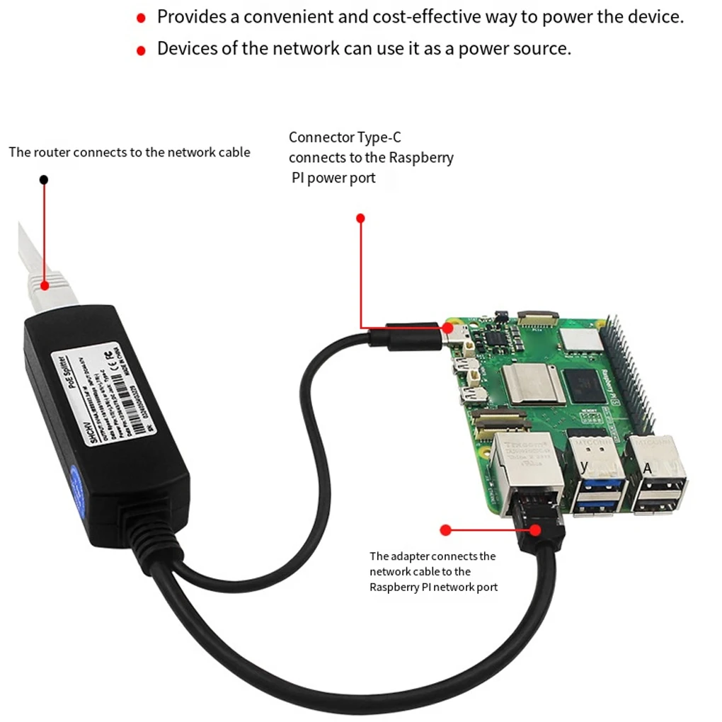 Adaptateur Poe répartiteur 12V DC 5V, sortie d'alimentation pour alimentation Ethernet polyvalente