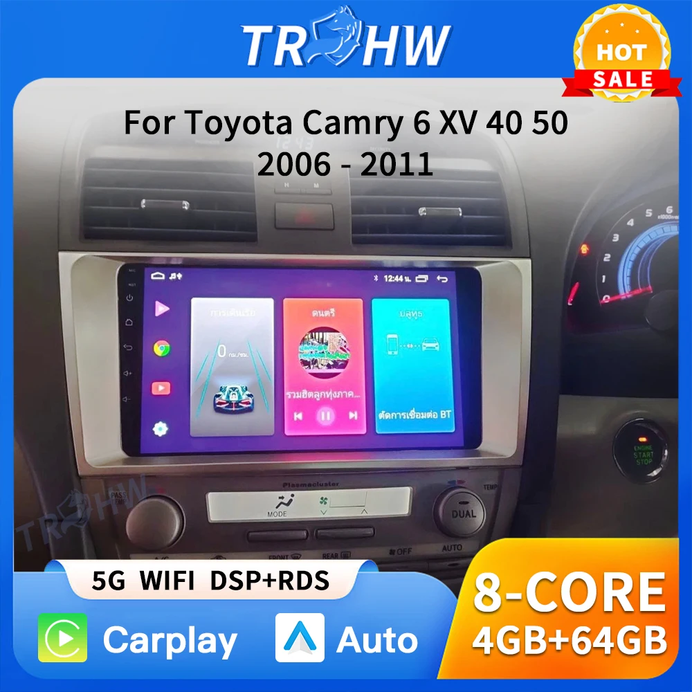 

2din 9" 4G Carplay Android 13 Car Radio Multimedia Video Player For Toyota Camry 7 XV 40 50 2006-2011 Navigation GPS Head Unit
