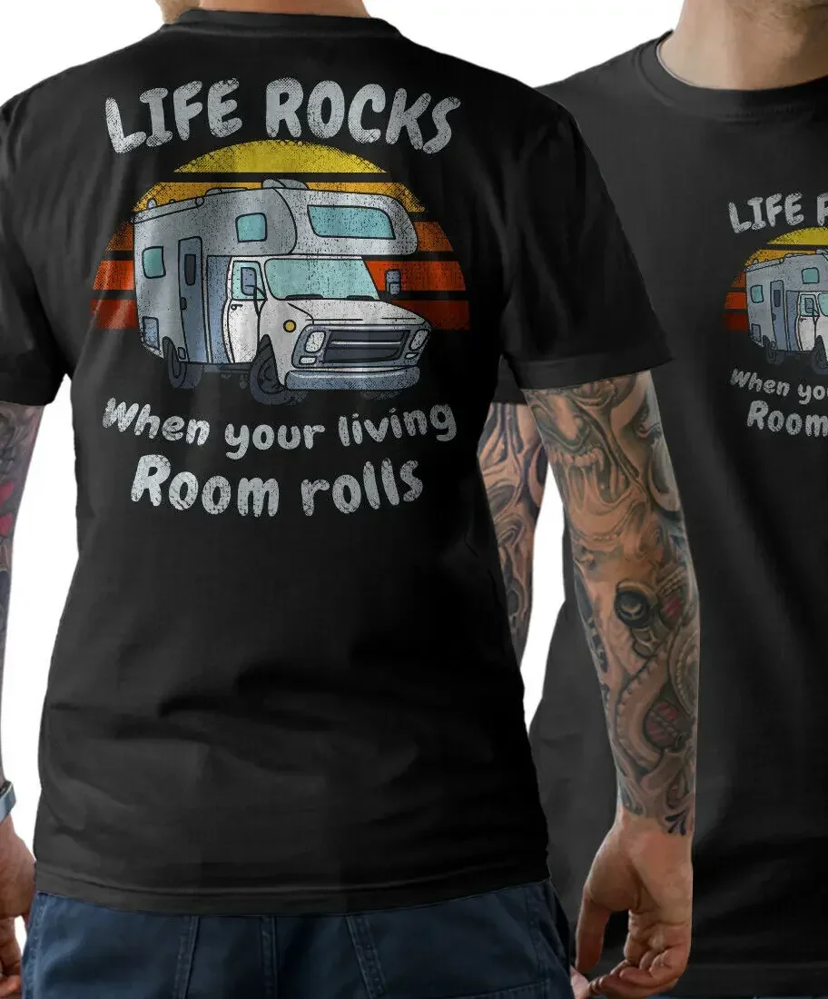 T-Shirt Motorhome Caravan Camping 80er 90er Retro Camping Holiday Men's Short Sleeve Casual Cotton TShirt