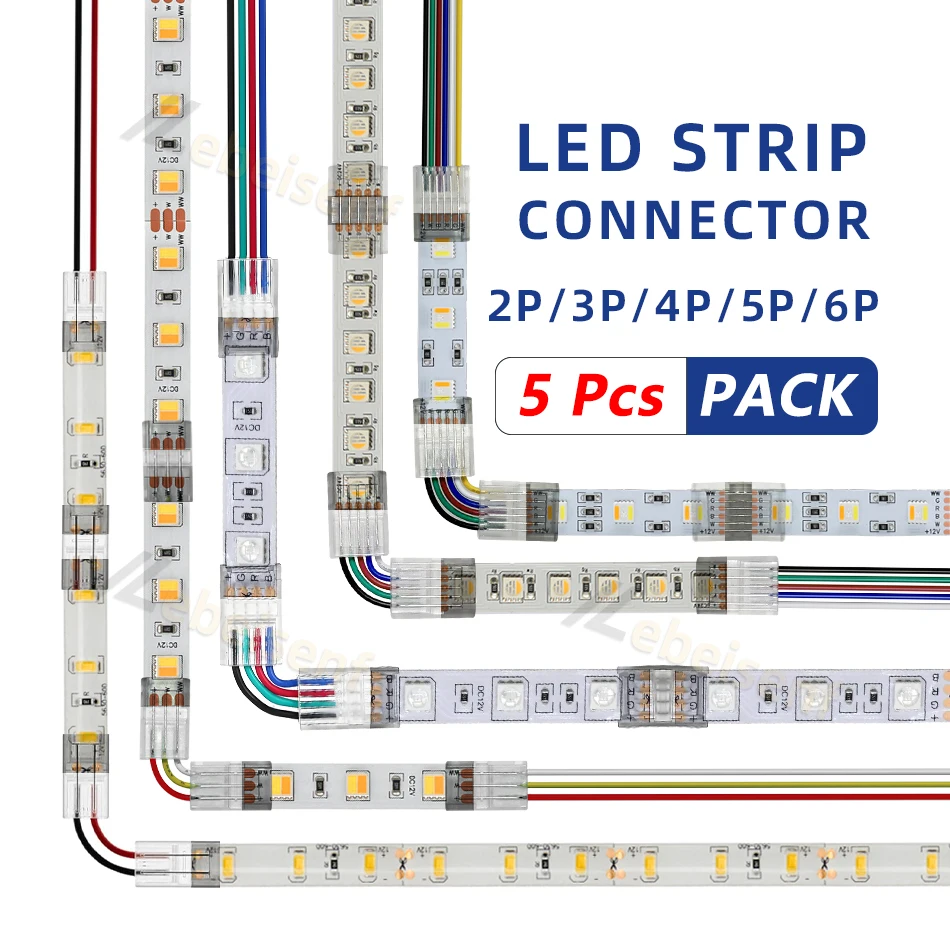 8mm 10mm 2Pin 3Pin 4Pin 5Pin 6Pin 12mm IP20 IP65 Taśma LED do pasków lub linii Szybkozłączki Przedłużacz Przewód Zaciski Złącza