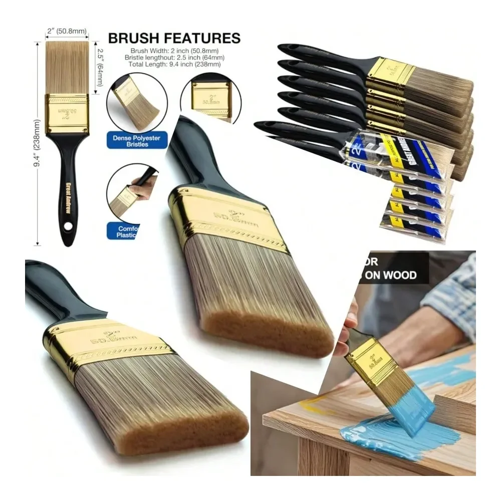 

Paint Brushes 10 PCS 2 Bulk Paint Brush Pack Multi Use Flat Paint Brushes Set For Walls Fences Trim Home Furniture