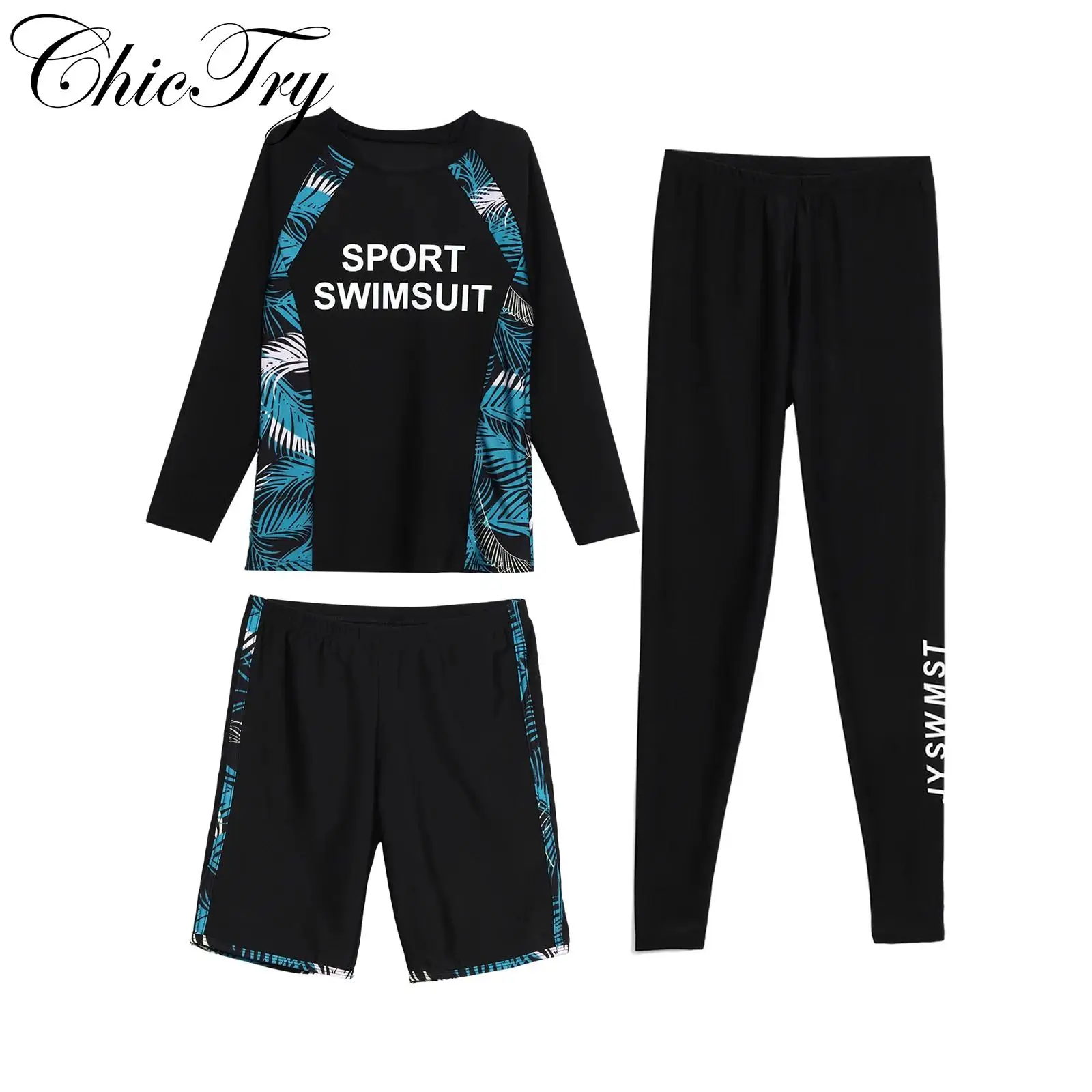 

Kids Boys Swim Sets 3PCS Swimsuit Swimwear Outfits Letter Printed Top with Shorts and Pants Suit for Snorkeling Swimming Surfing