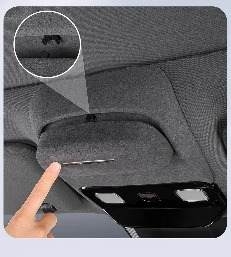 For Li Lixiang L7 L8 L9 2022 2023 Car Sunroof Suede Sunglasses Storage Organizer Box Car Glasses Holder Case Fit L7/L8/L9