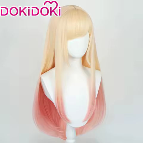 IN STOCK Kitagawa Marinn Dyeing Wig Anime Cosplay DokiDoki 70cm Gradient Pink Blonde Wig Shizuku Fake Nails Ear Clips Free Cap