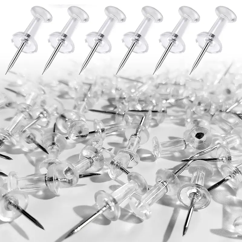

50/100PCS Push Pins Clear Multicolor Plastic Head Thumb Tacks For Bulletin Board Corkboard Office Photo DIY Craft Projects