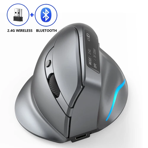 ZELOTES-ratón Vertical de escritorio F-26C, Mouse ergonómico de 3200DPI, 2,4G, Compatible con Bluetooth, 8 botones, recargable