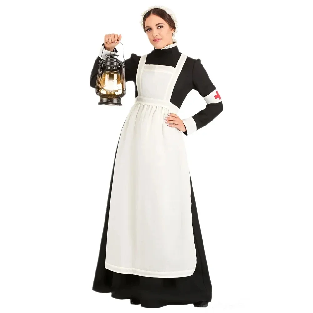 

War Victorian Nurse Uniform Lady Middle Ages War Doctor Nurse Costume Convent Nun Cosplay Fancy Party Dress