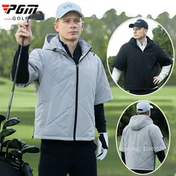 Pgm Winter Men's Golf Wear Warm Thick Cotton Jacket Male Short Sleeve Down Jacket Windproof Sports Coat Hooded Windbreakers