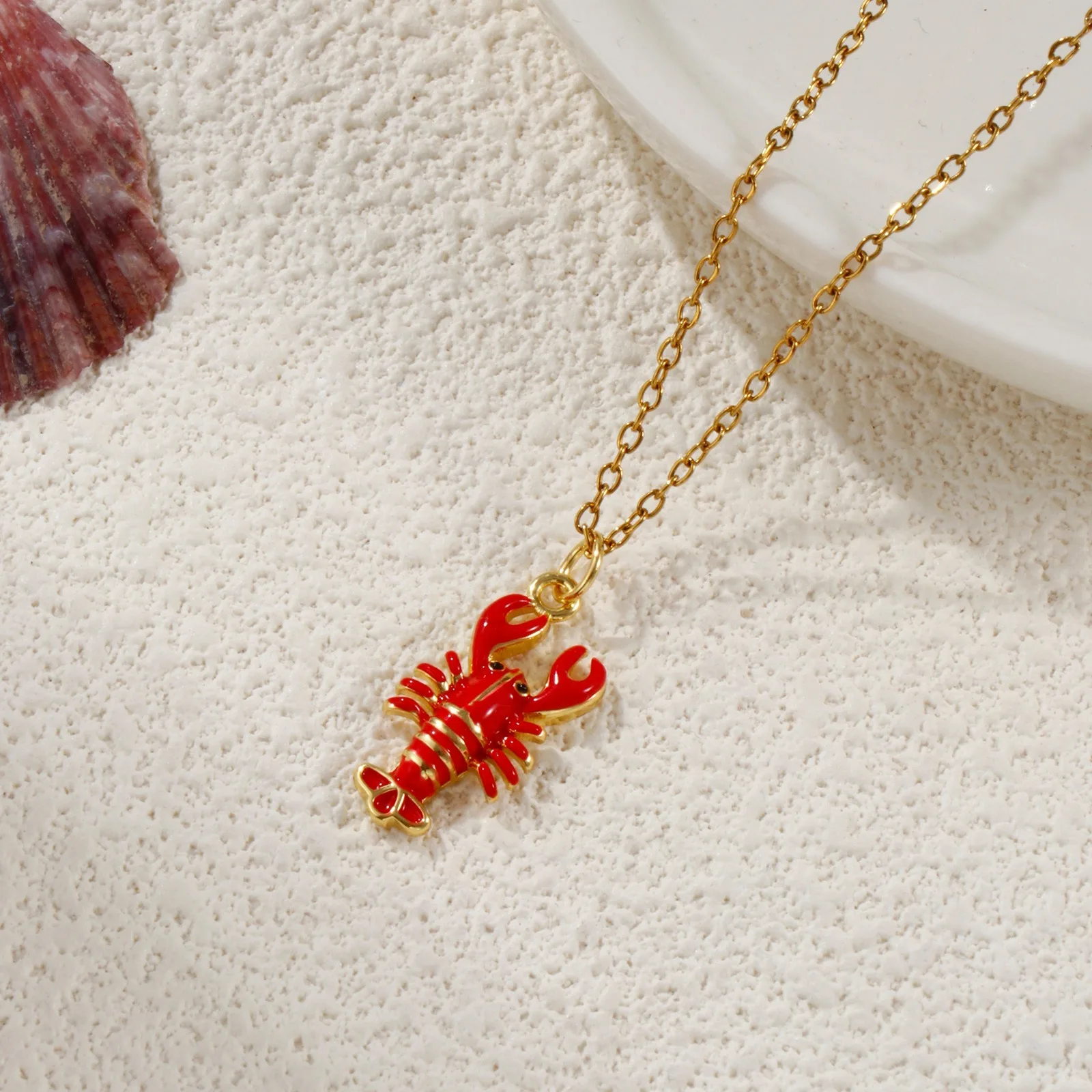 2pcs Brass Charms 18K Gold Plated Ocean Lobster Crab Cartoon Animal Red Enamel Pendants For Women DIY Necklace Jewelry Findings