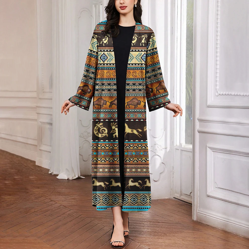 2024 Muslim Floor-Length Ankle-Length Robe Vintage Striped Women's Robe Dubai High Profile Ladies Exquisite Robe Arabic Clothing