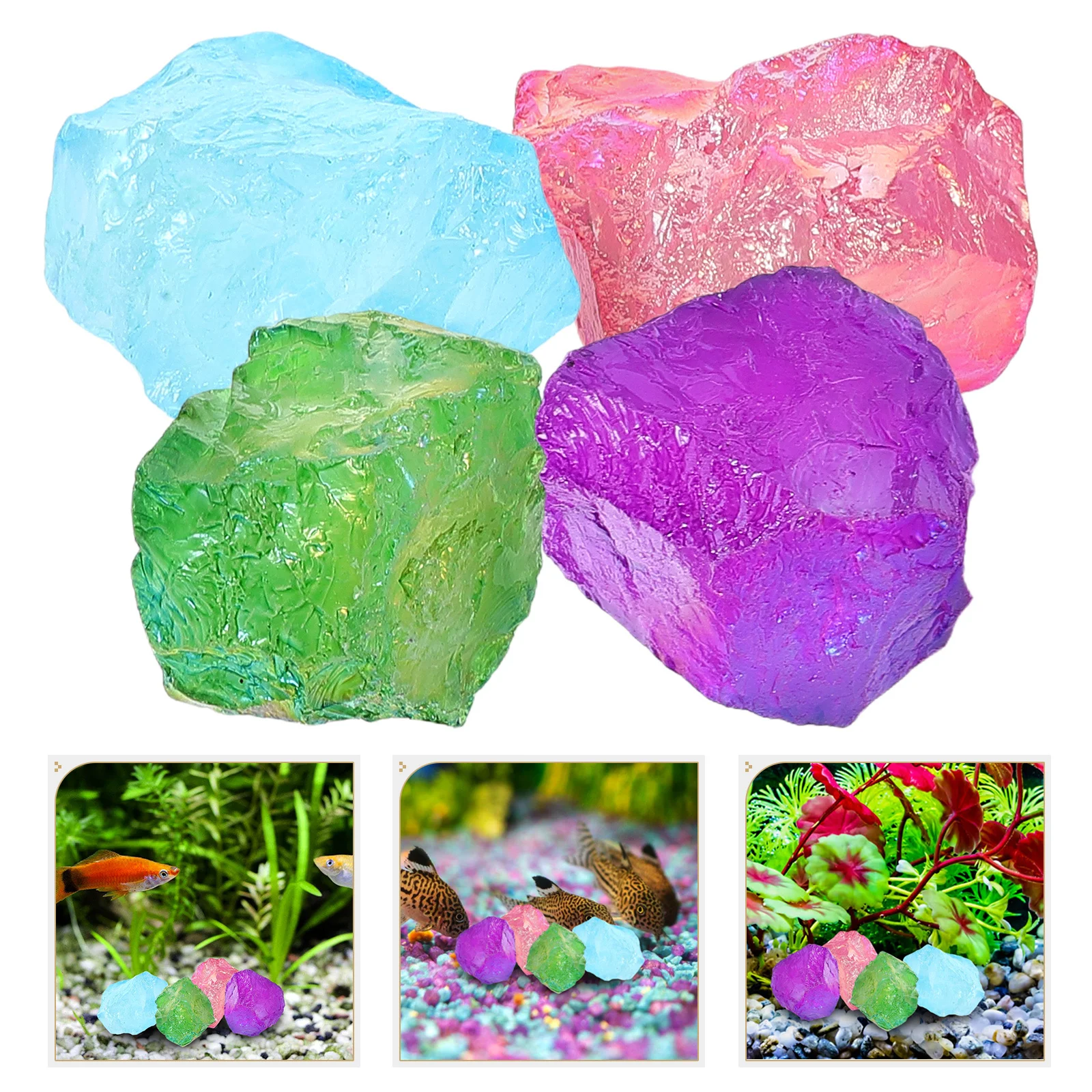 

4Pcs Colorful Natural Crystal Electroplating Aroma Diffuser Stones for Fish Tank Pot Decoration Raw Healing Crystals