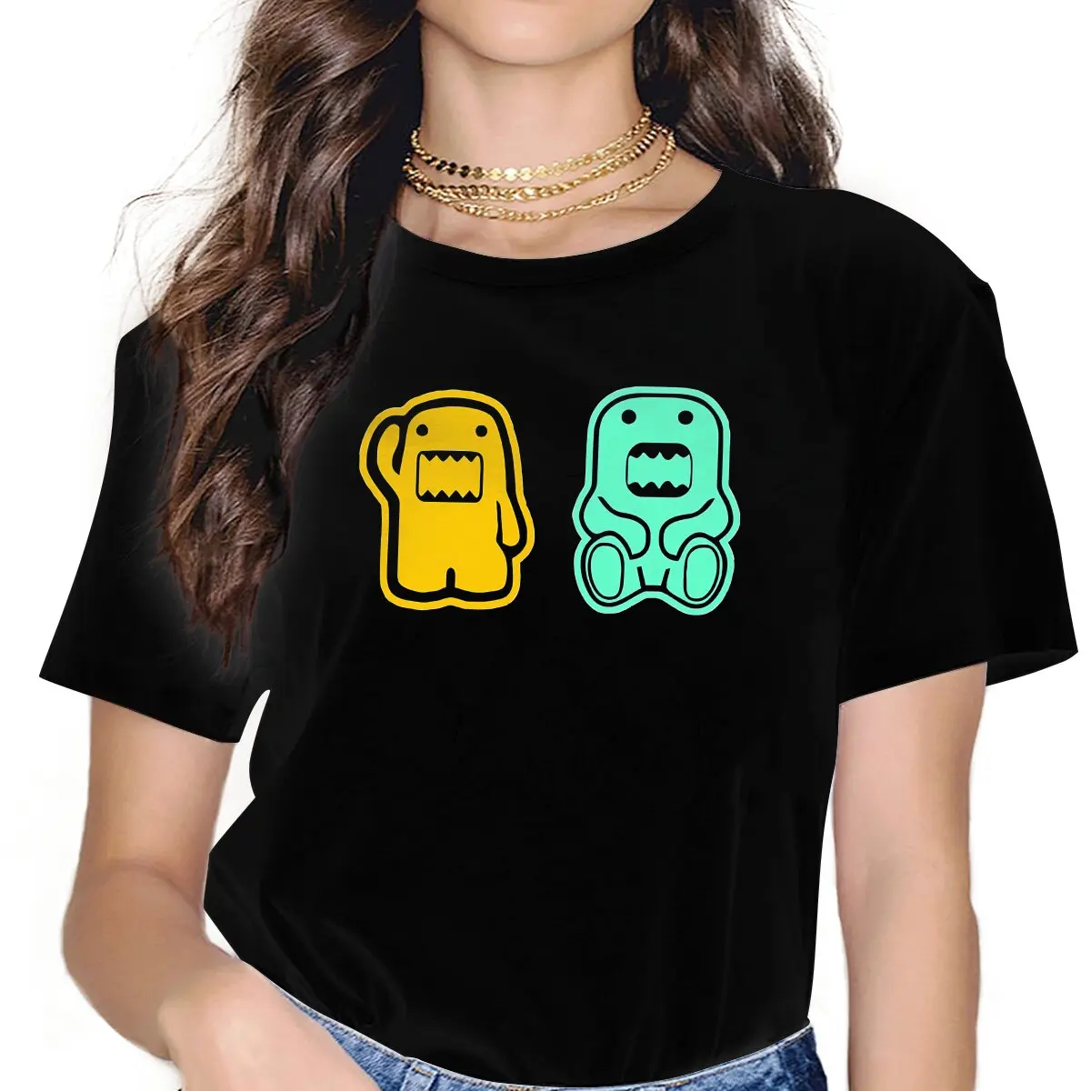 Anime Domo Kun Classic Green Tshirt Graphic Women Tops Vintage Homme Fibre Harajuku Polyester T Shirt