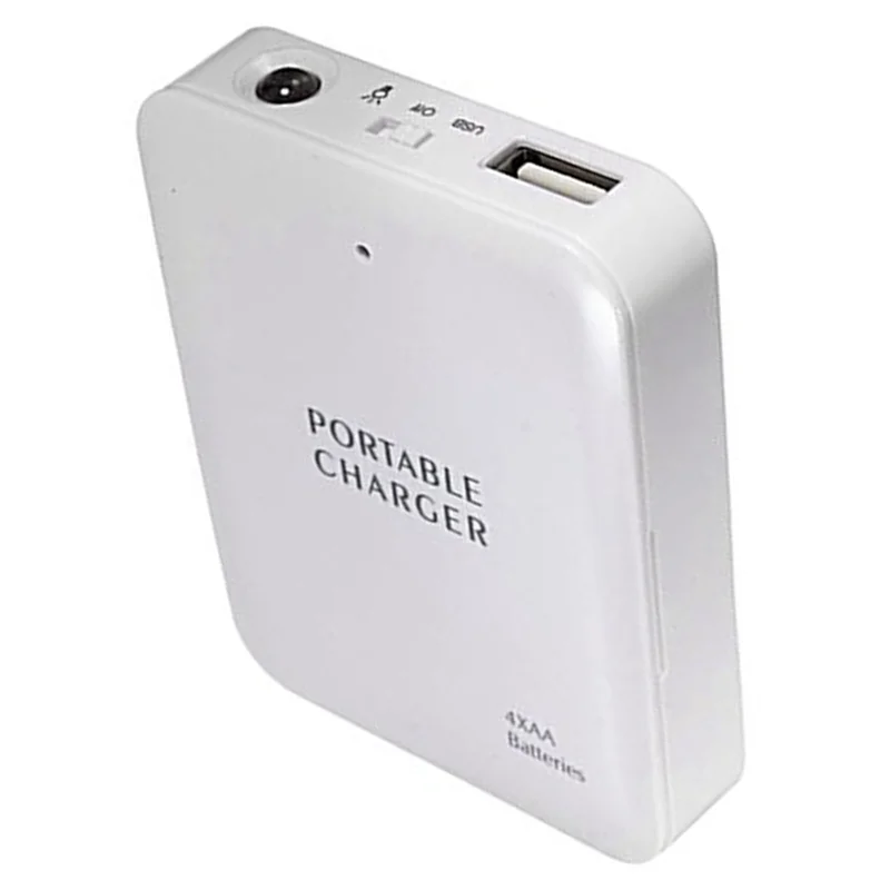 HLZS-6X Caricatore USB Power Bank Batteria Scatola di imballaggio esterna Caricabatteria Caricatore di emergenza Caricatore 4X AA Bianco