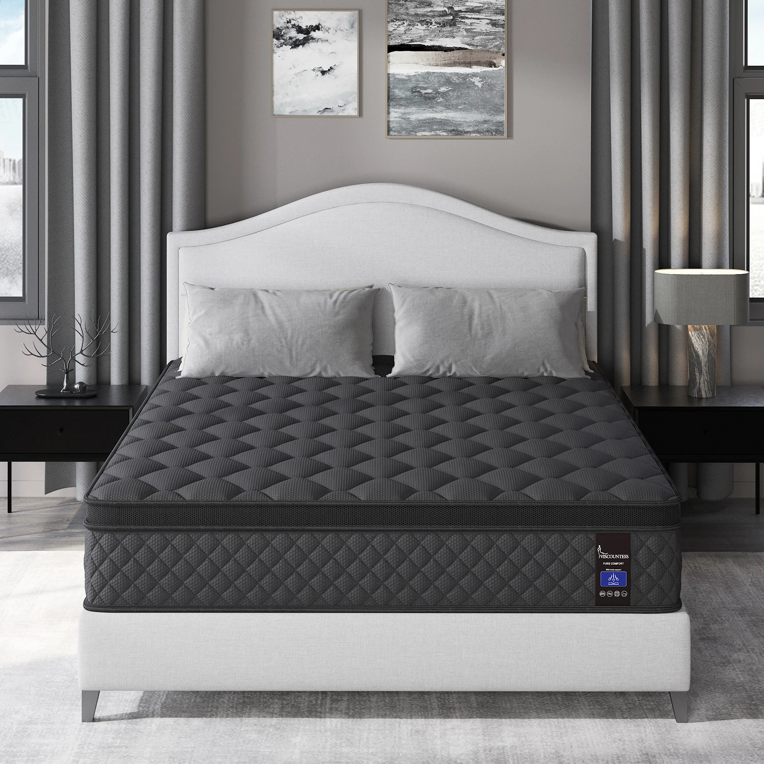 Twin Full Queen King Mattress in A Box, 10/12/14 Inch Hybrid Memory Mattresses Euro Top Medium Firm for Back & Lumbar Support