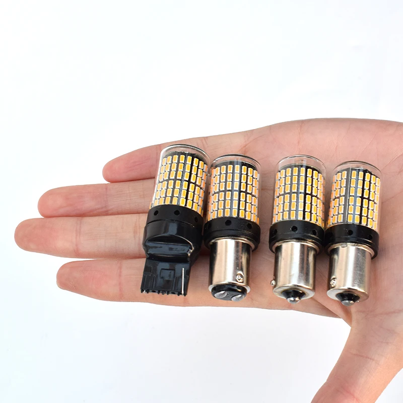 

1 светодиодная лампа 1156 1157 7440 7443 BAU15S T20 BA15S W21W W21/5W PY21W S25 Автомобильный стоп-сигнал заднего хода, указатель поворота 144smd Canbus