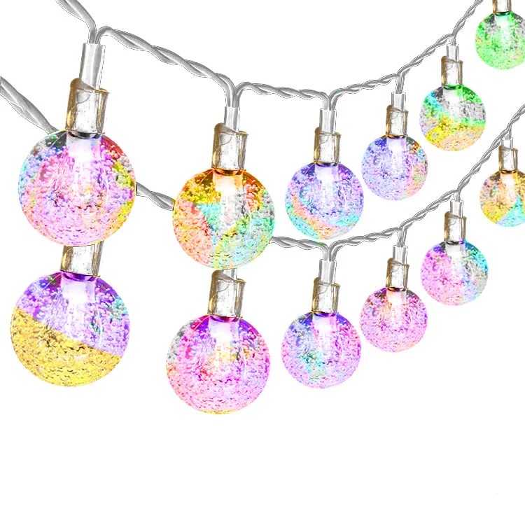 Guirnalda de luces con forma de bola de cristal para Navidad, con forma de copos de nieve guirnalda de luces, Bombilla para árbol de Navidad, fiesta, hogar, boda, decoración navideña, USB, 2m