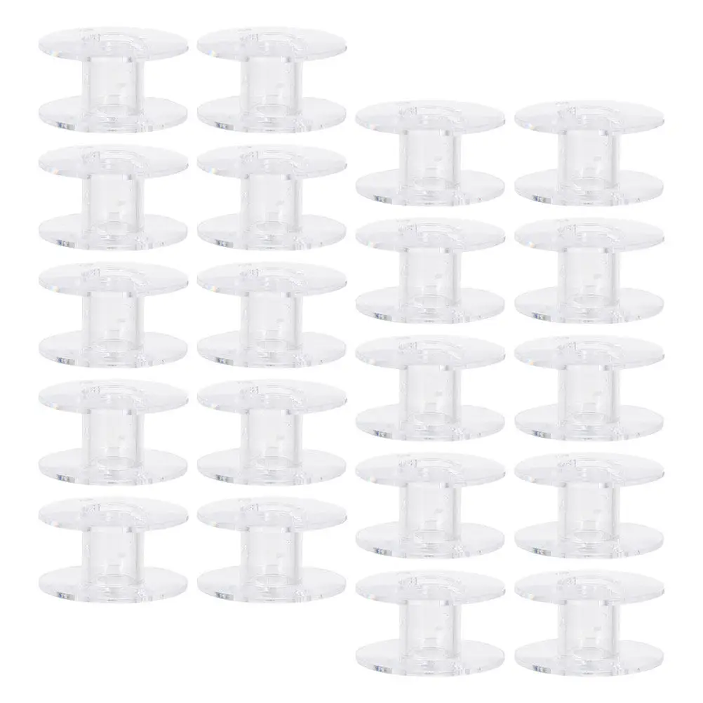 60Pcs Clear Plastic Sewing Bobbin Spools Transparent for Sewing Machine Household Embroidery Thread Organizer Accessories