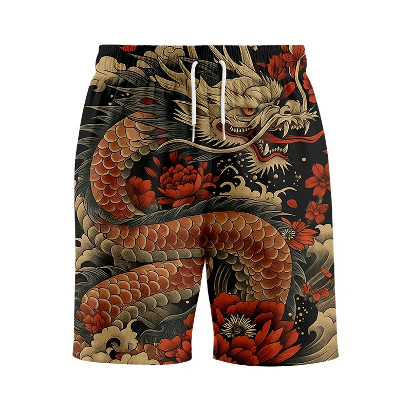 

2026 Summer Fashion New Men's Limited Edition Retro Longteng Art 3D Printed Sports Shorts Casual Street Wear Loose Shorts