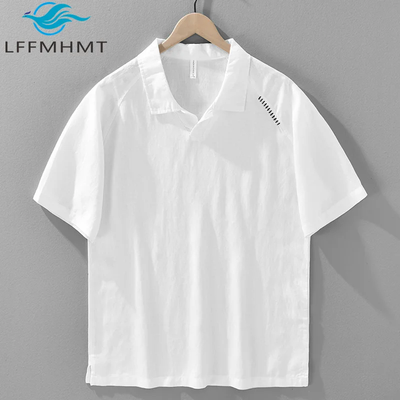 

1513 Mens Summer Old Money Style Turn Down Collar Lightweight Casual Short Sleeve POLO Shirt Thin Breathable Daily Tops Male