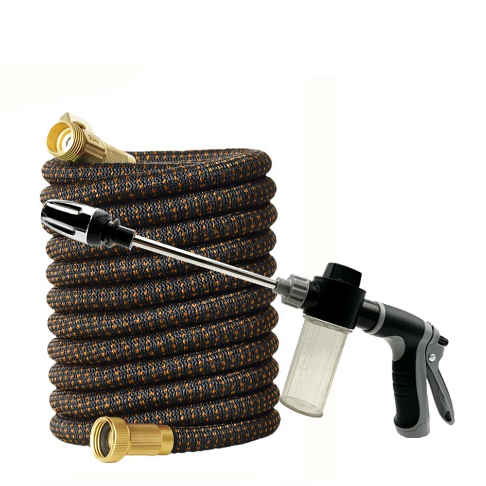 

High Pressure Hose Expandable Garden Water Hose Double Metal Connector Magic Water Pipes for Garden Farm Irrigation Car Wash