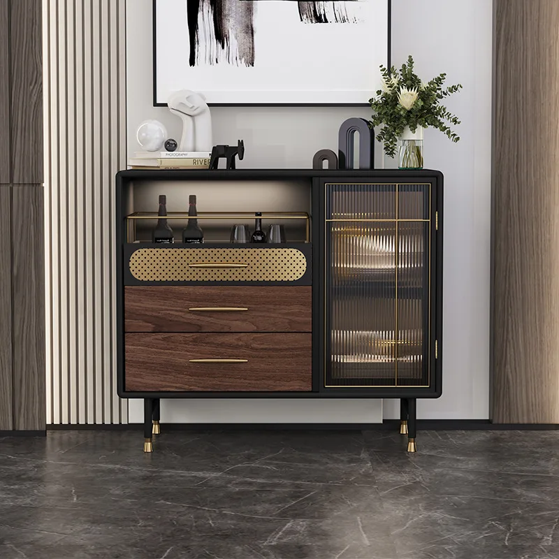 

Italian light luxury door cabinet, high-end living room entrance hall cabinet, high-end art solid wood glass storage dining side