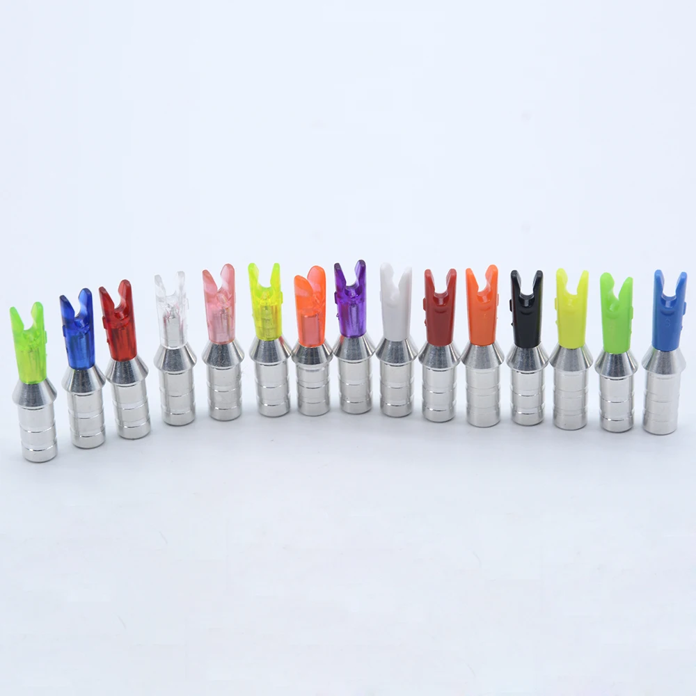 24Pcs Lot, size L Plastic Arrow Nock Ends + Aluminum Adapters for ID 6.2mm Arrow Shaft, Arrow Accessories