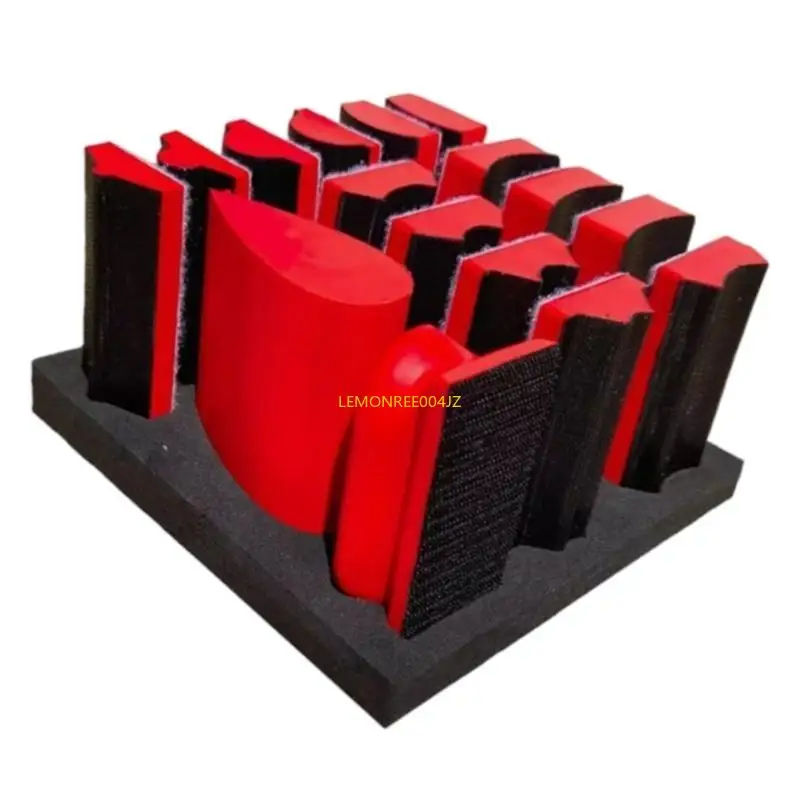 

E7CD Hand Sanding Block Set Contoured Profile Sander Block Sandpaper Interchangeable Assorted Convex Concave Shapes