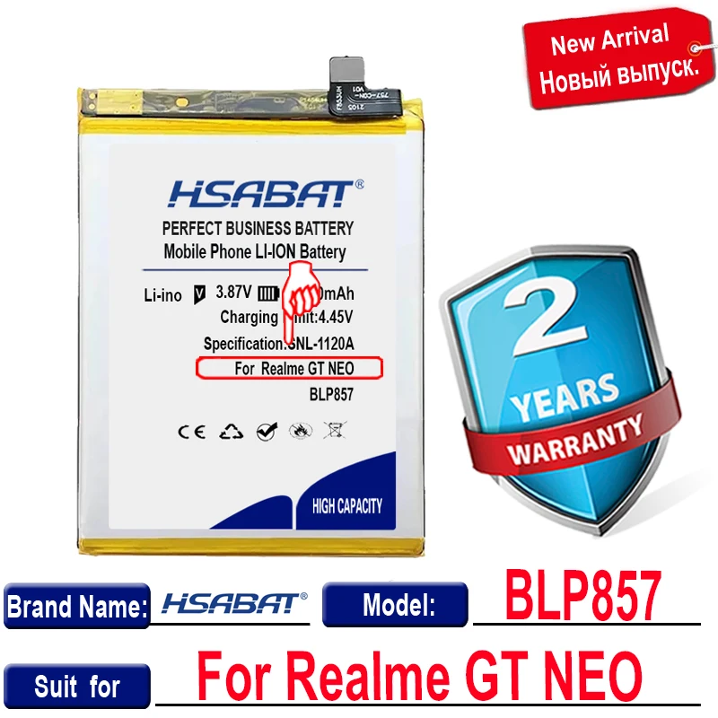 HSABAT BLP857 4800mAh Battery for OPPO Realme GT NEO / Realme Q3 Pro RMX3031 batteries