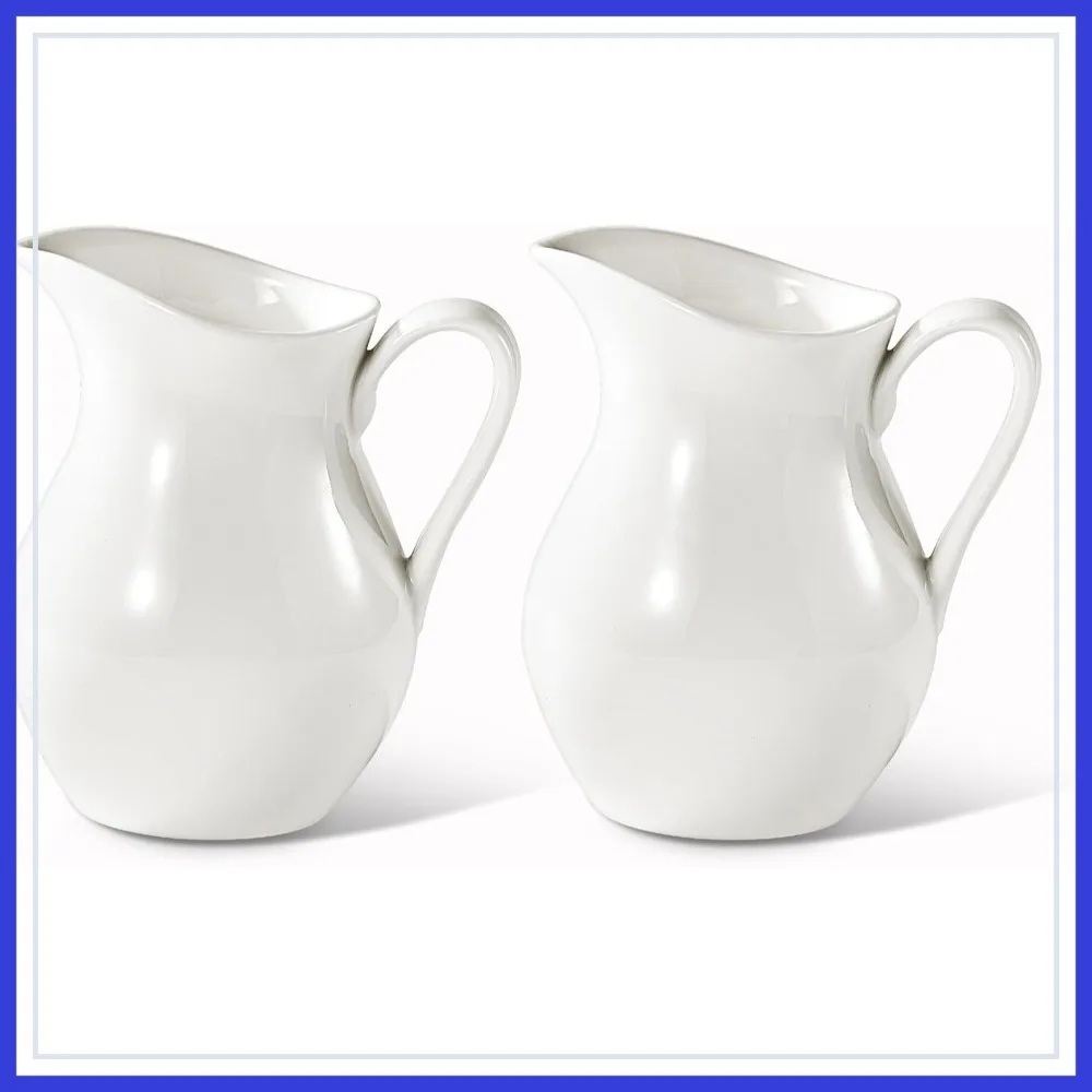 

Set of 2 Porcelain Creamer Pitchers, 8oz, White