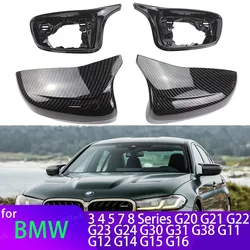 4pcs Carbon Fiber Exterior Side Rearview Mirror Cover Trim For BMW 3 4 5 7 8er G20 G21 G28 G11 G12 G14 G15 G16 G30 G31 G38 G22