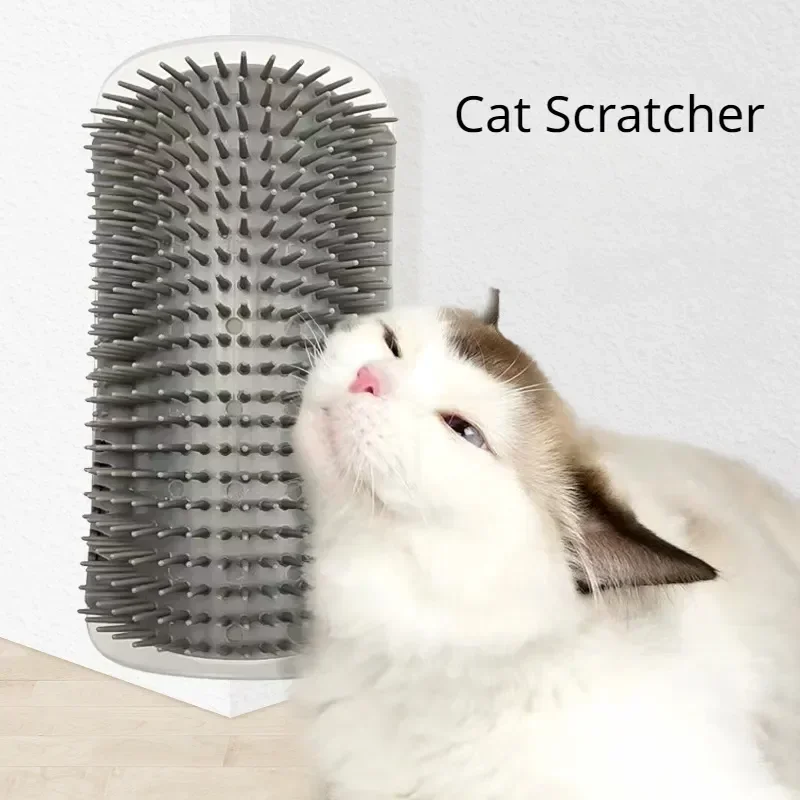 Escova Massageadora para Gatos - Escova de Canto para Arranhar com Catnip, Escova para Remover Pelos e Higiene de Animais de Estimação
