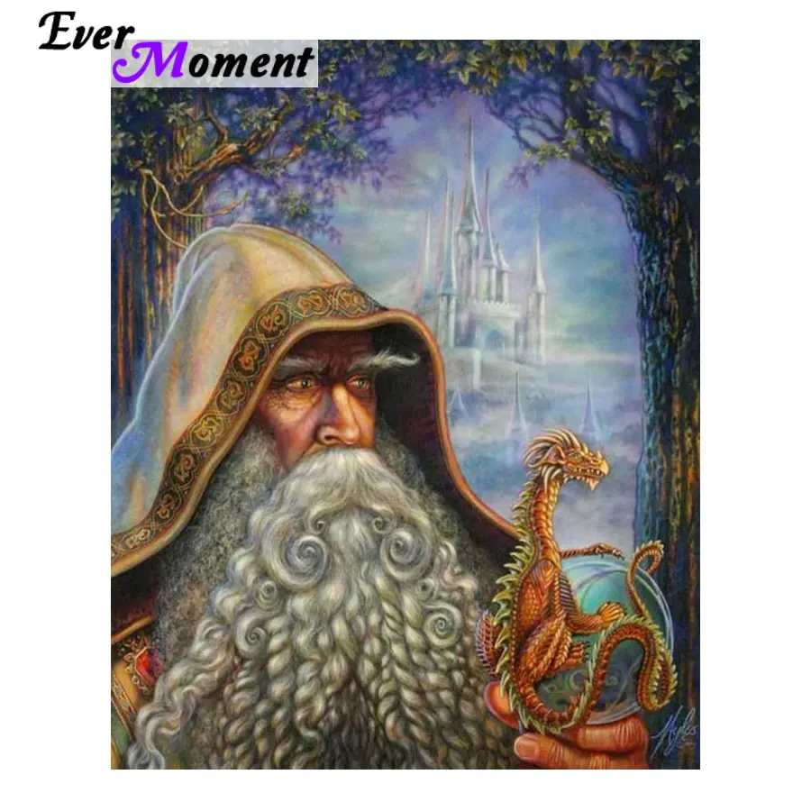 Ever Moment New Arrival Fantasy Diamond Painting Wizard Dragon Castle DIY Craft Hobby Fun Rhinestone Pasted Painting ASF1015