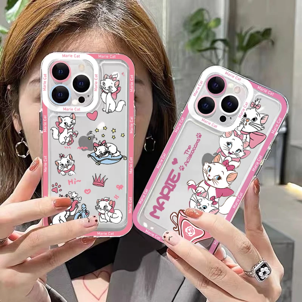 Disneies Marie Cat Phone Case For Samsung S24 S23 S22 S21 S20 S10 FE Note20 Note10 Plus Ultra Lite 5G Clear Soft TPU Cover