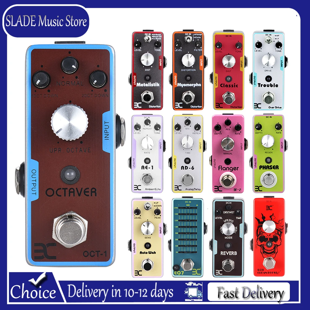 Pedal de Efeitos para Guitarra Elétrica ENO: Distorção Clássica, Echo, Delay, Chorus, Overdrive, Tremolo, Efeitos Sonoros e Equalização