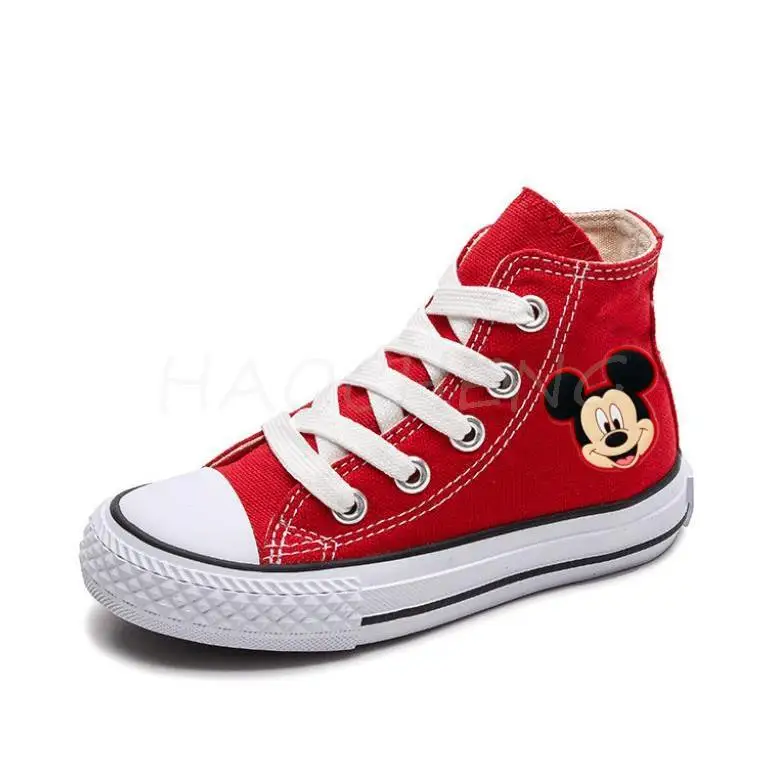 Disney Autumn High Top Children Canvas Shoes Kids Sneakers Shoes For Girls Minnie Princess Denim Running Sport Big Girls Shoes